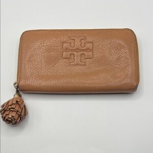 Tory Burch Tan Pebbled Leather Wallet
